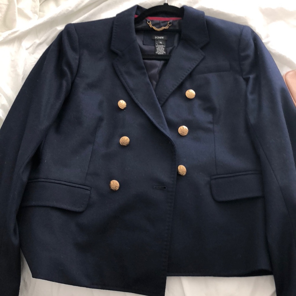 Navy J. Crew Double Breasted Schoolboy Blazer
